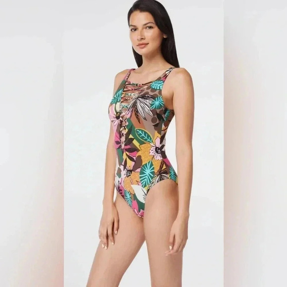 Bleu Rod Beattie Lace Down Over The Shoulder One-Piece Size - Picture 4 of 14